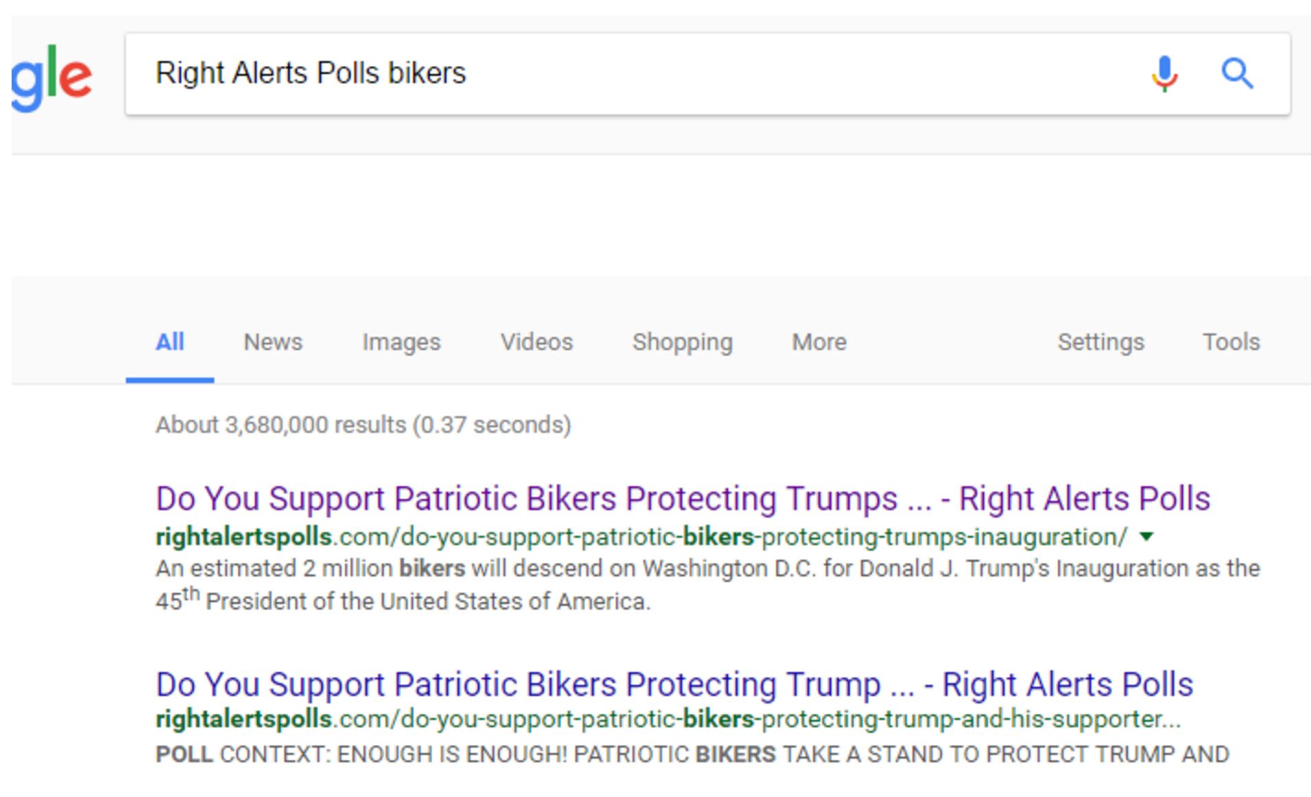 Google search results