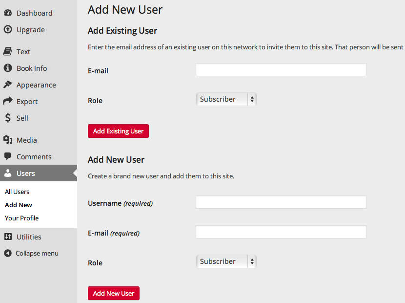 How to add a new user in Pressbooks
