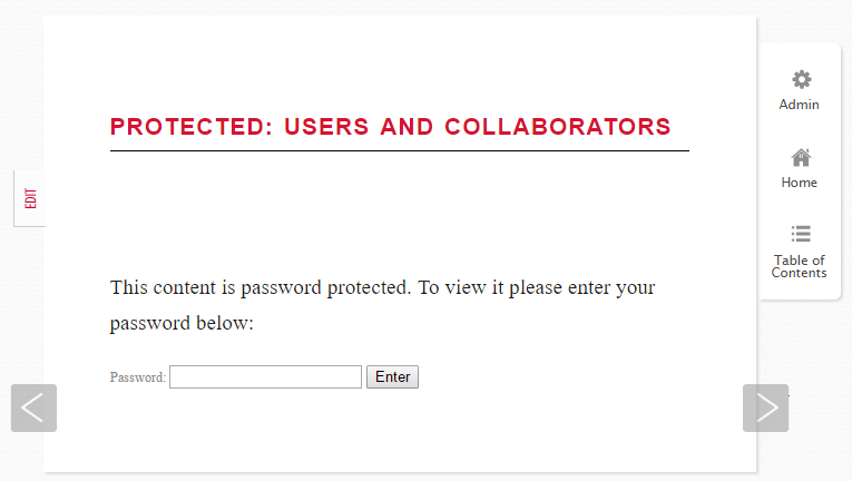 Reader view of a password protected chapter