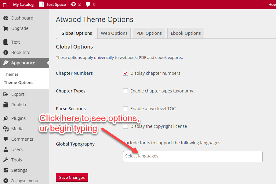 Choose your language under "Global Typography"