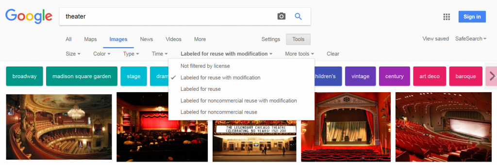 Google image search with Labeled for reuse with modification selected.